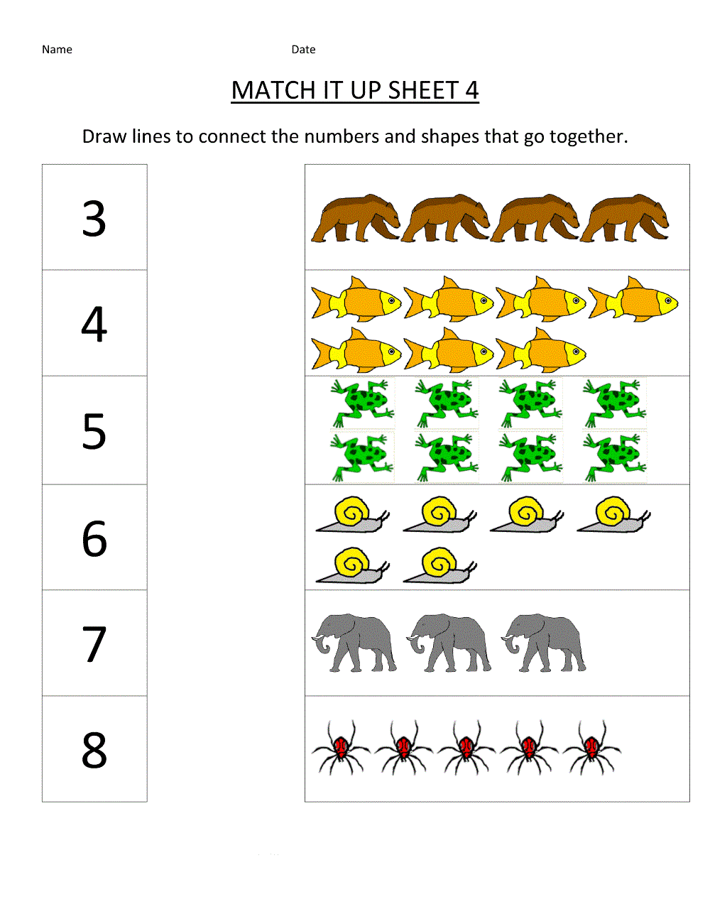 Math Sheets for Kids Matching