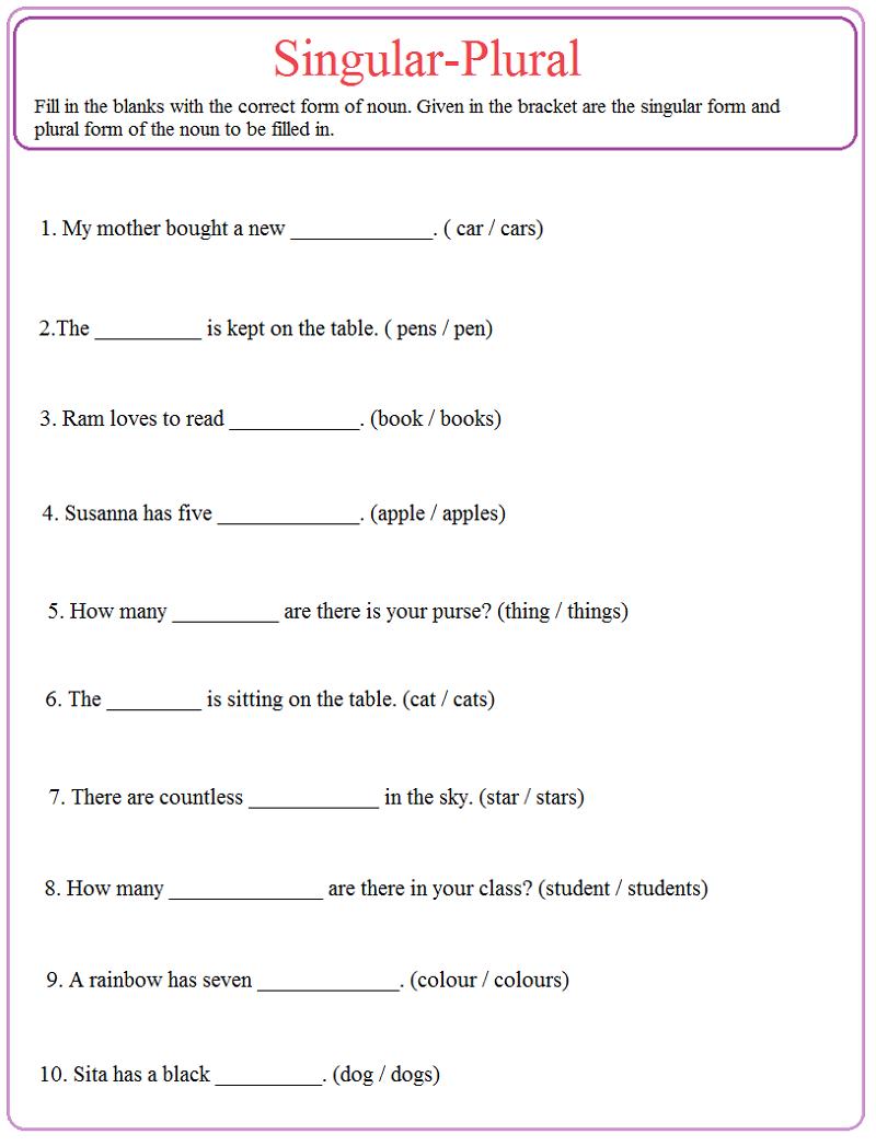 Worksheets for Grade 1 English