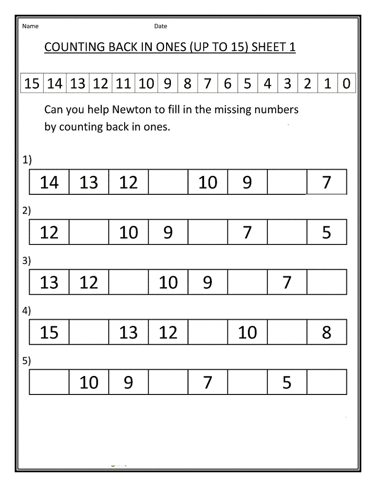 Maths Worksheet Site Counting