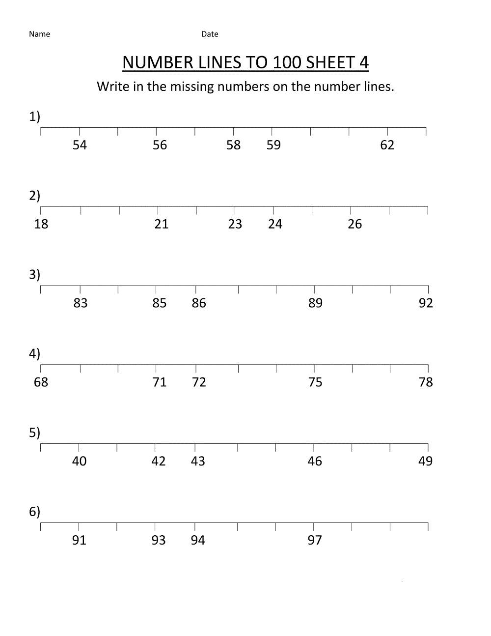 1st Grade Worksheets Number