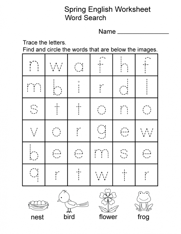 English Worksheets For Kindergarten Learn Free Printable
