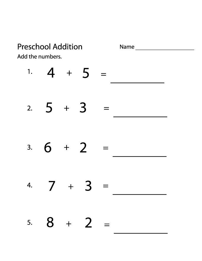 Easy Math Worksheets Preschool