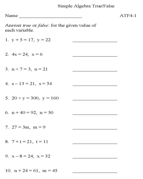 9th Grade Math Worksheets Equation