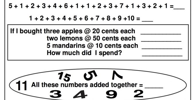 elementary math worksheets | Learning Printable
