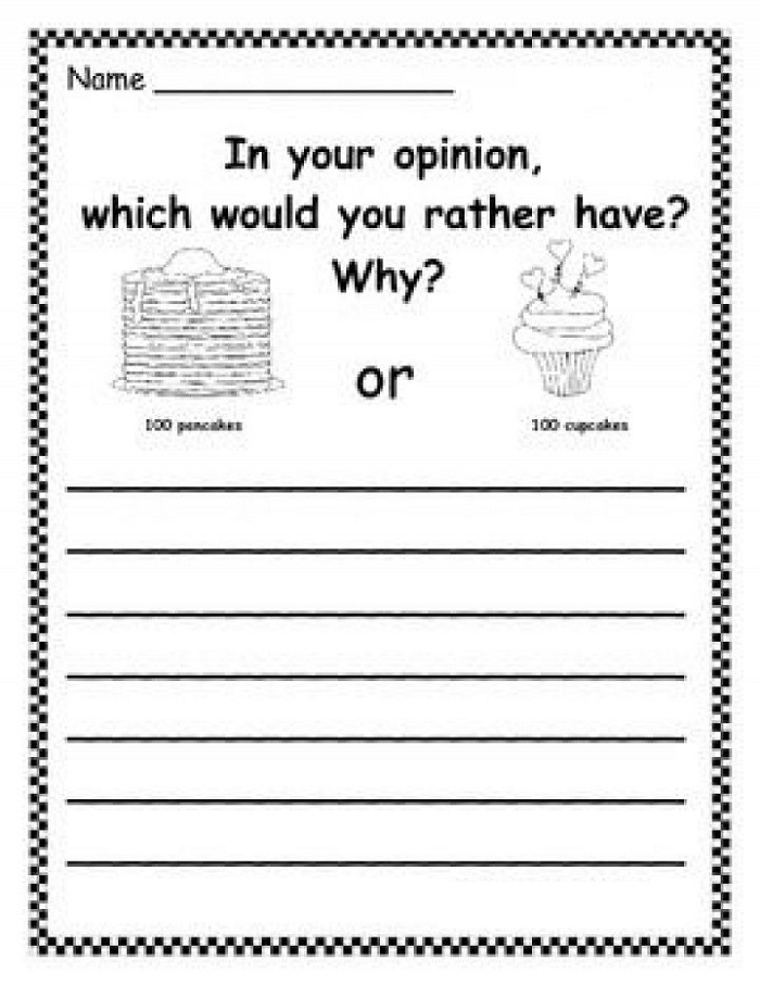 First Grade Writing Worksheets Opinion