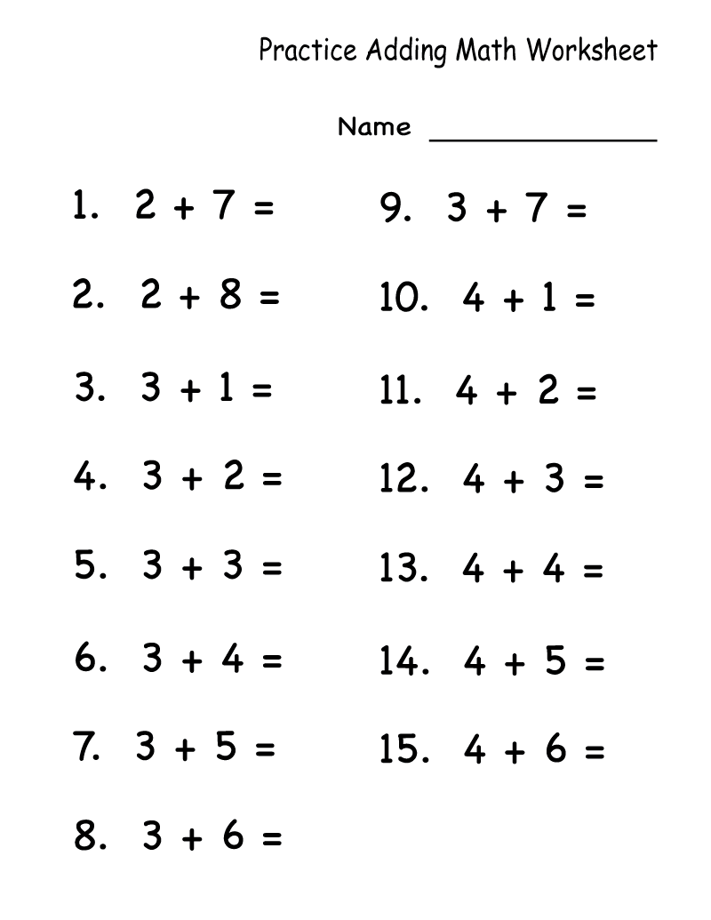 Math Addition Worksheets for Kids