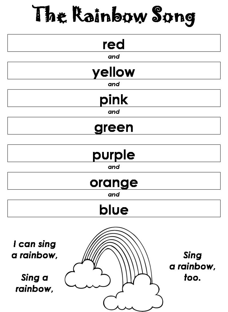 English Worksheets for Children Rainbow