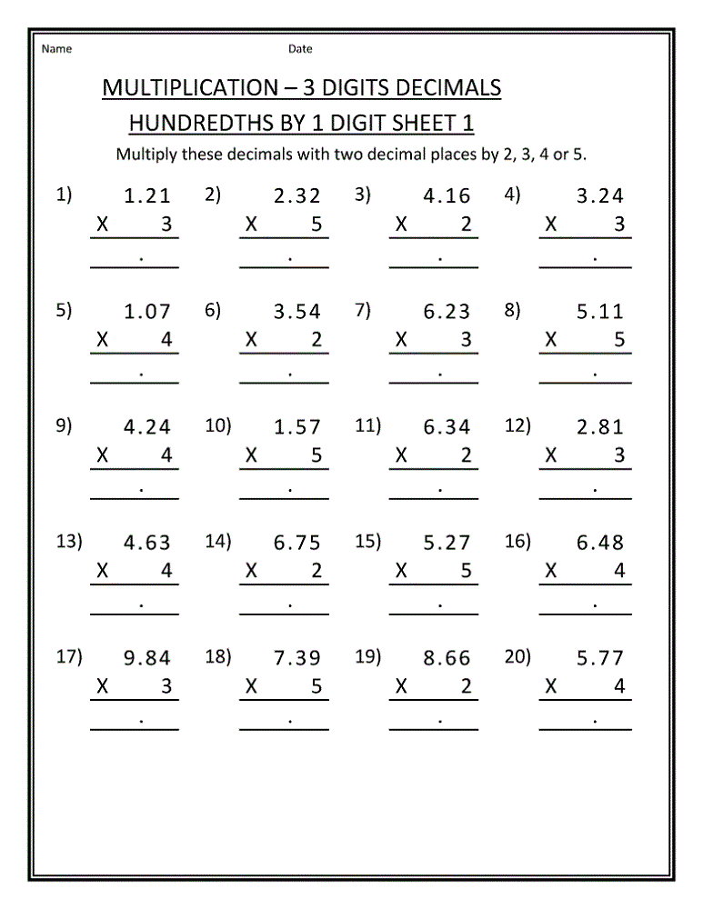 Math Multiplication Worksheets 5th