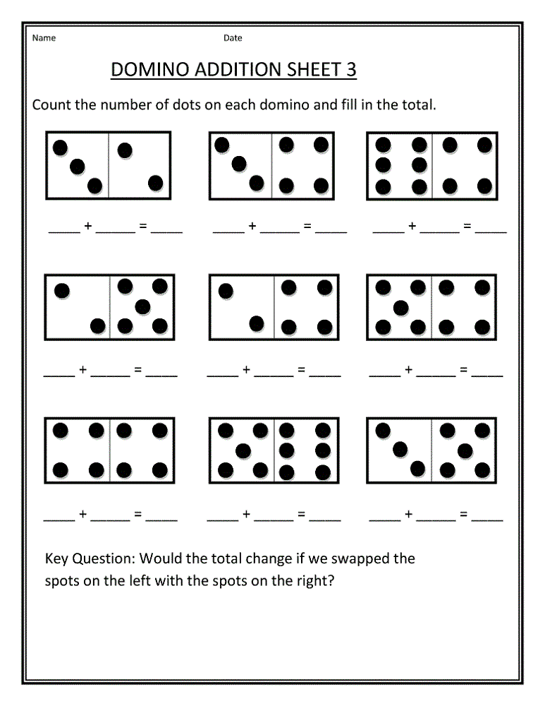 Preschool Math Worksheets Free Domino