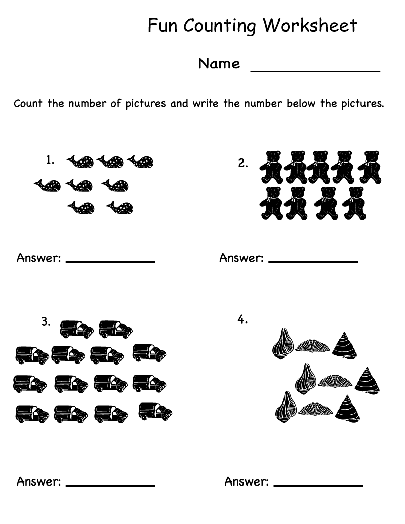 Fun Activity Worksheets Counting