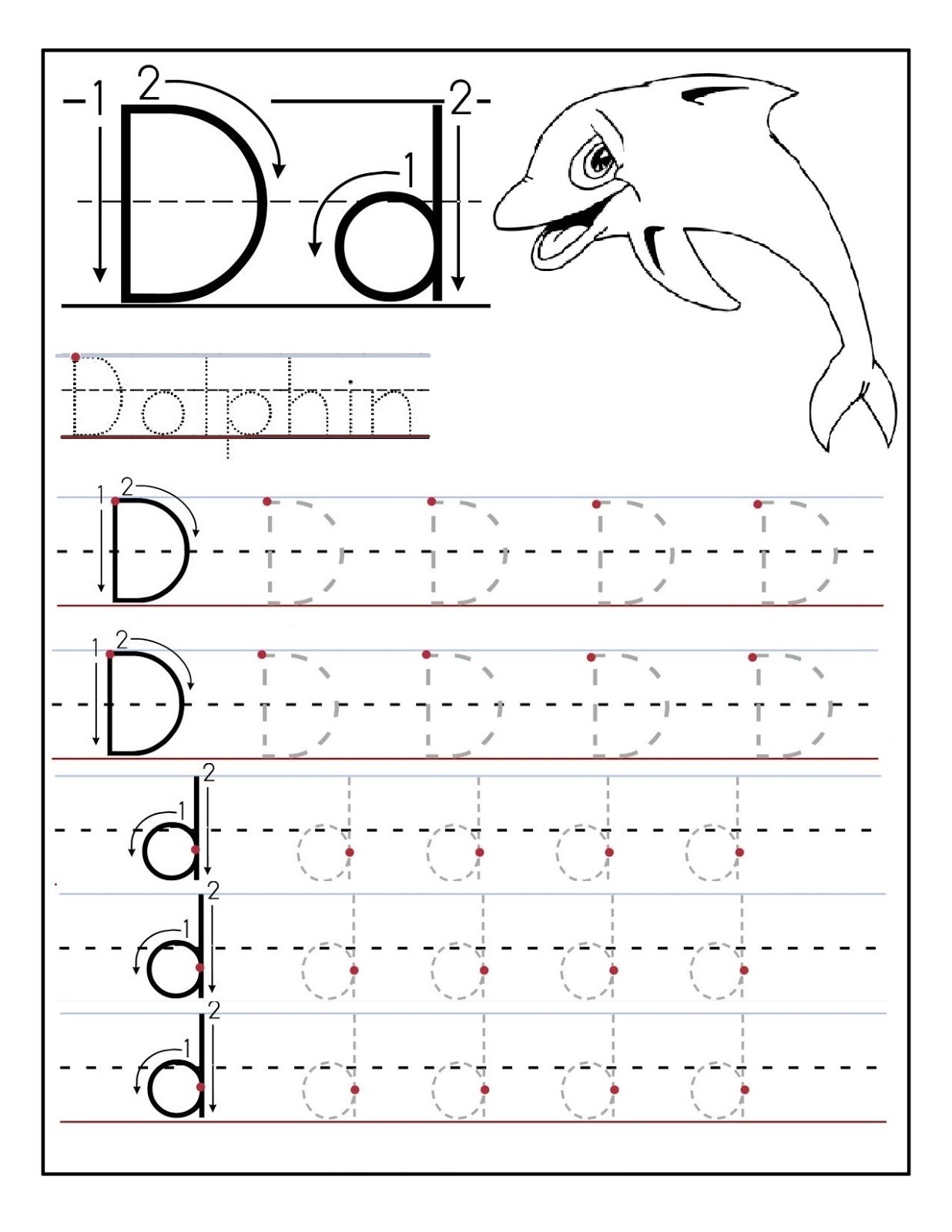 Learning to Write Worksheets Dolphin
