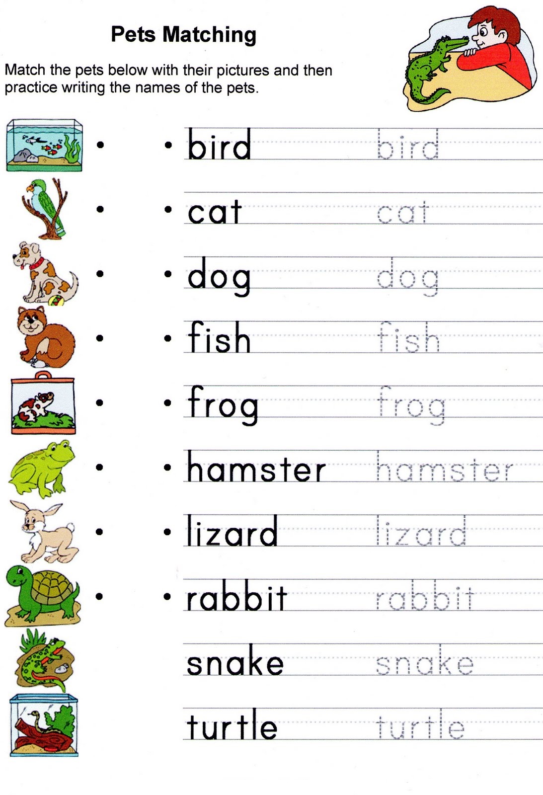 English Worksheets for Kids Animal