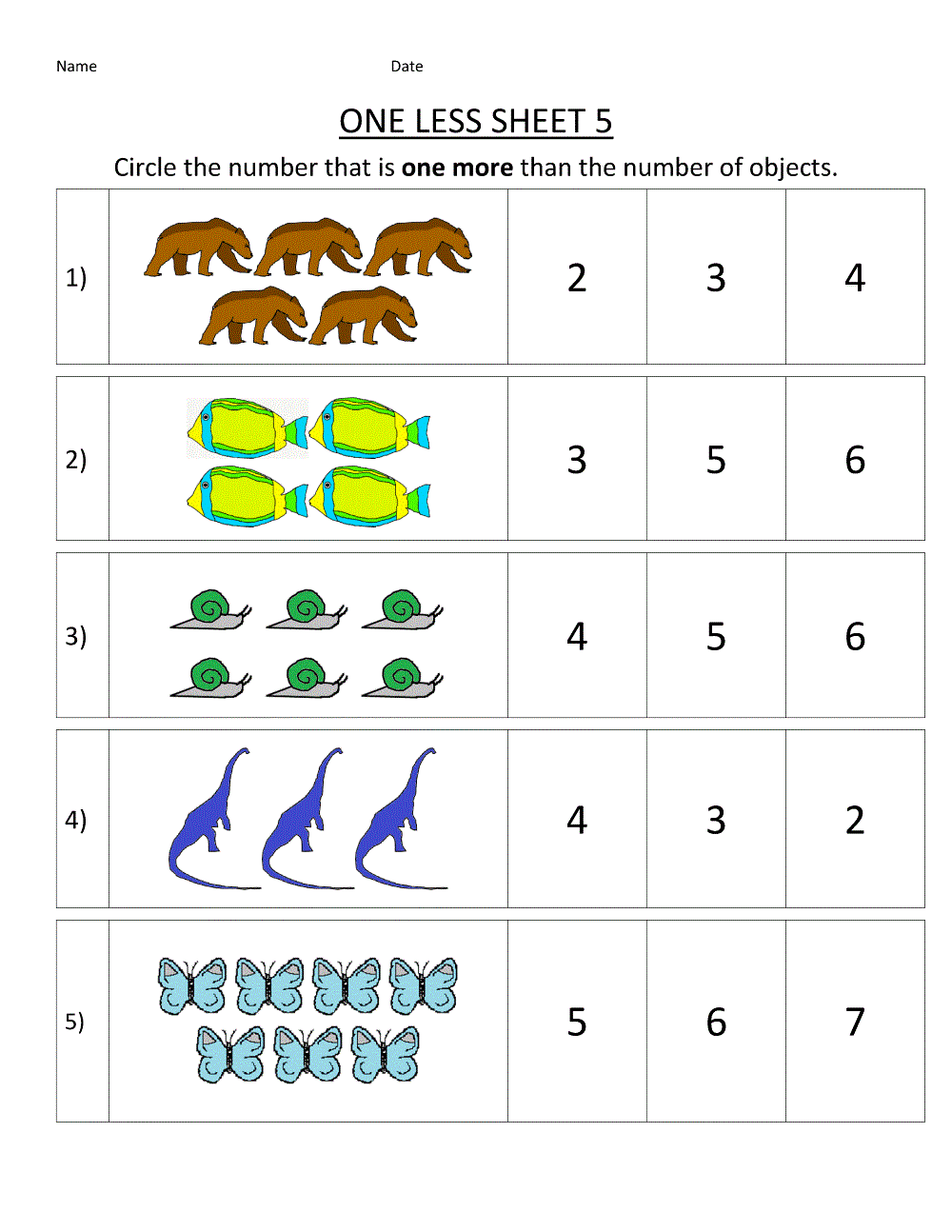 Numbers Worksheets for Kindergarten