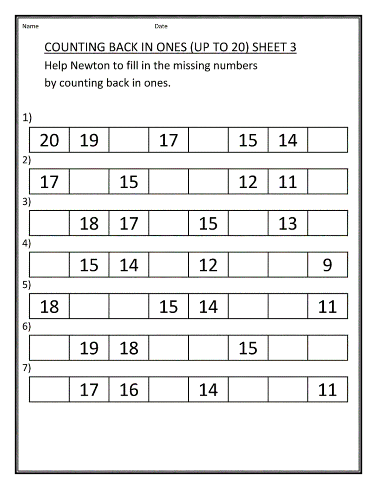 Primary School Maths Worksheets Counting