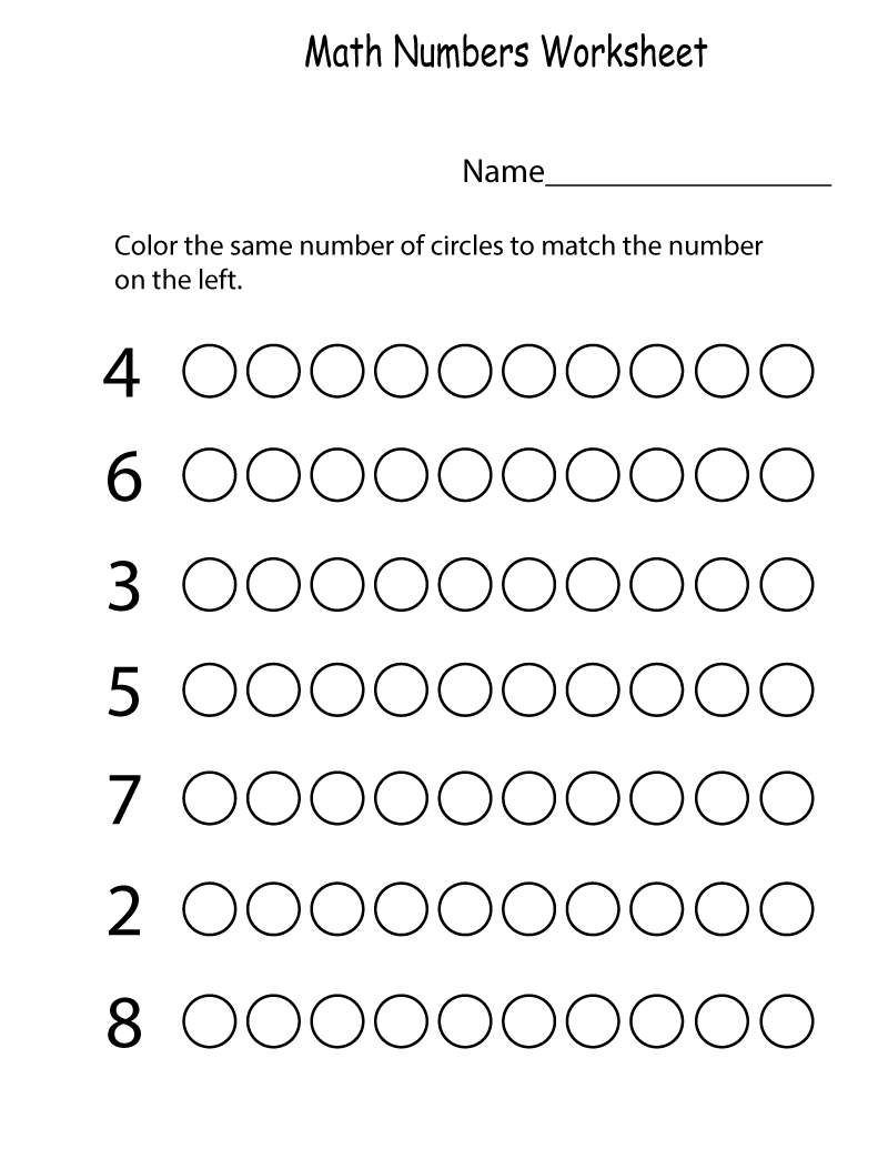 Kindergarten Math Worksheets Pdf Number