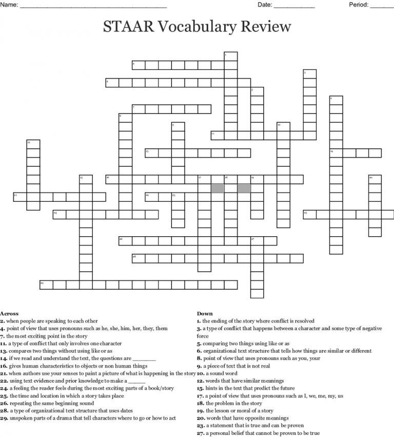 Free Crossword Puzzles for 5th Graders | Learning Printable Free ...