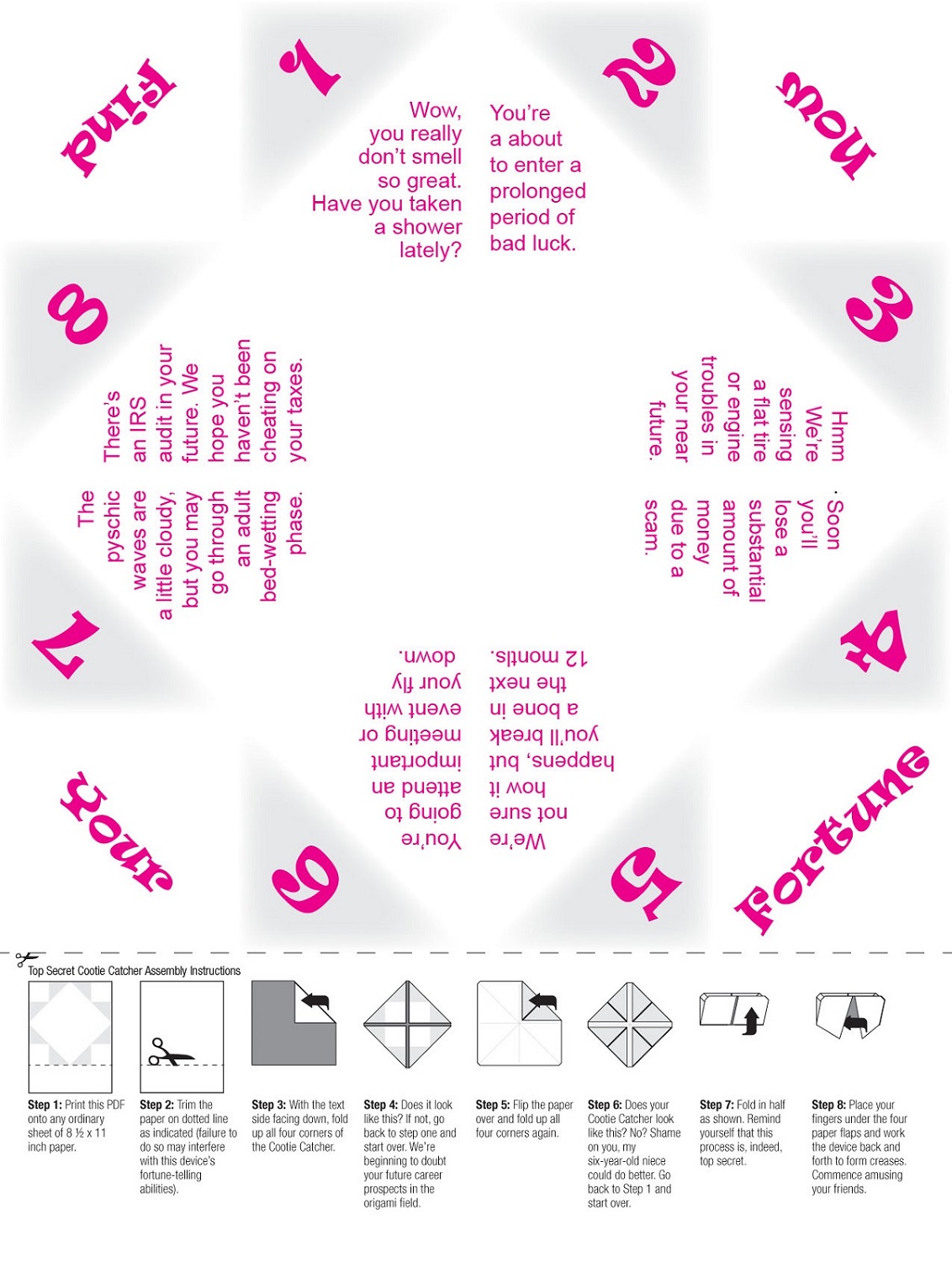 Printable Fortune Teller Paper Game Learning Printable Printable 