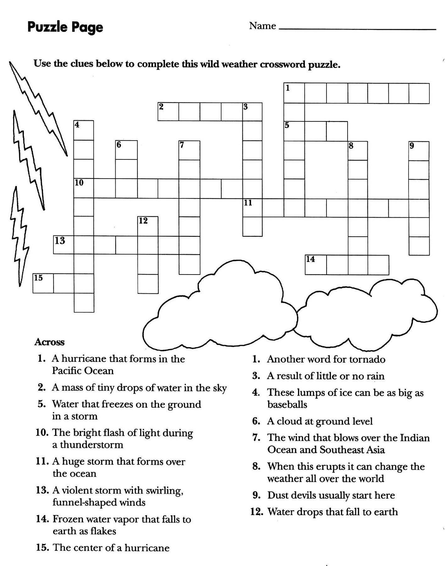 weather crossword puzzles for 5th graders
