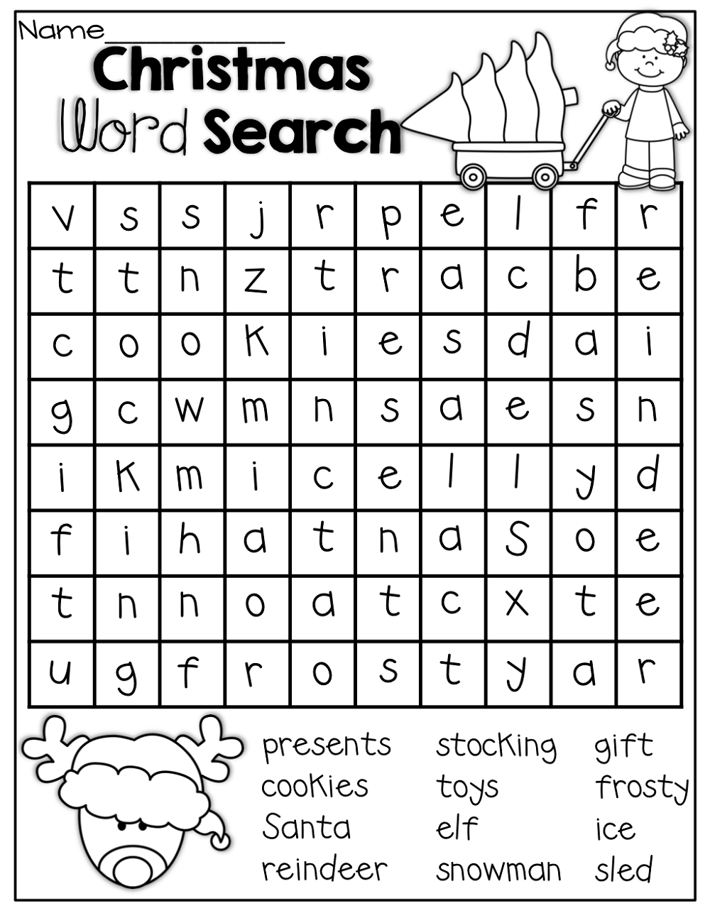 word search homework for preschool printable