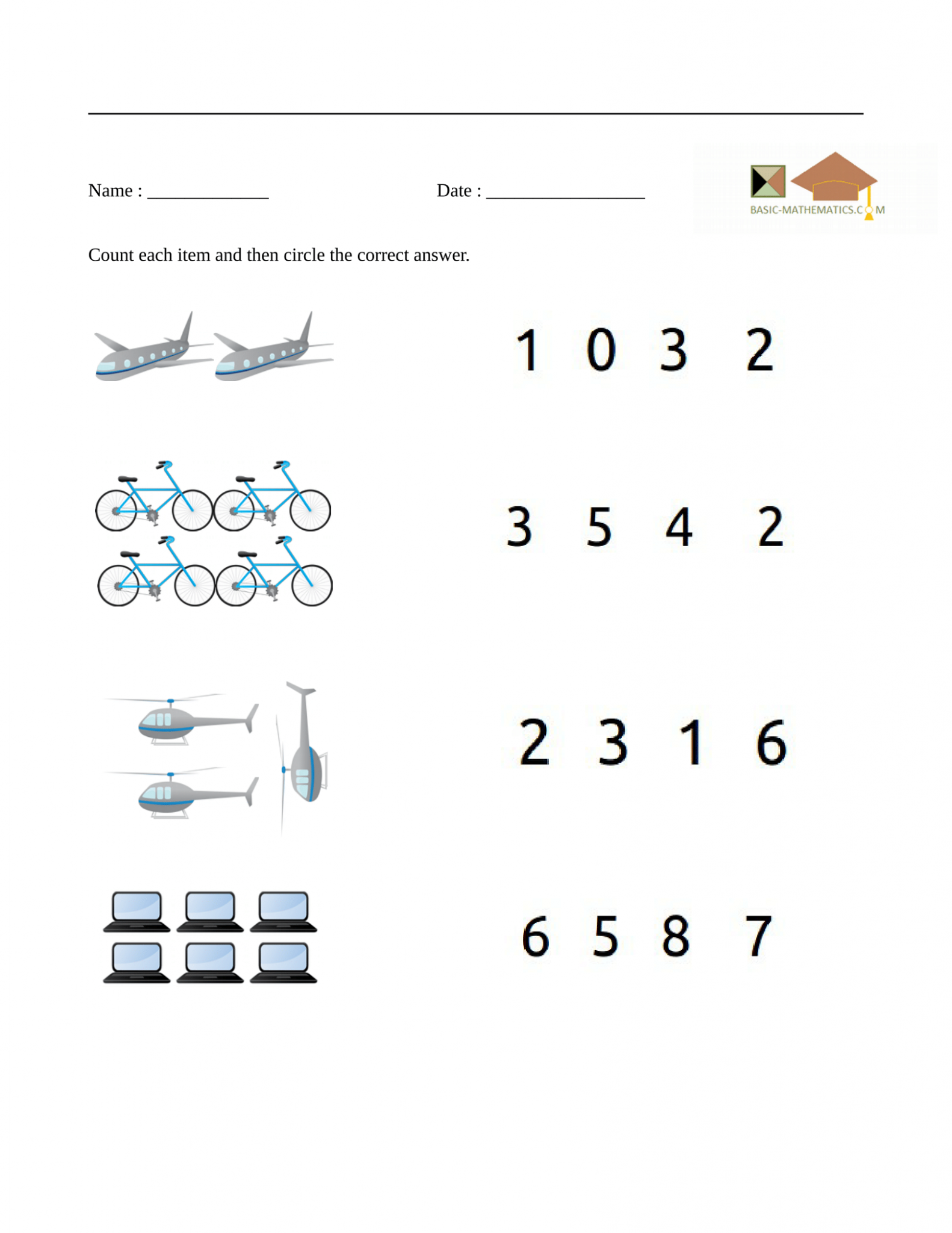 Basic Free Math Worksheets for Teachers | Learning Printable Basic Free ...