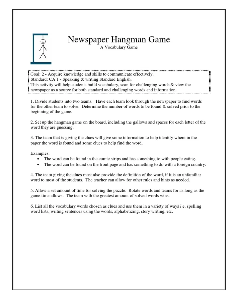 printable hangman game rules