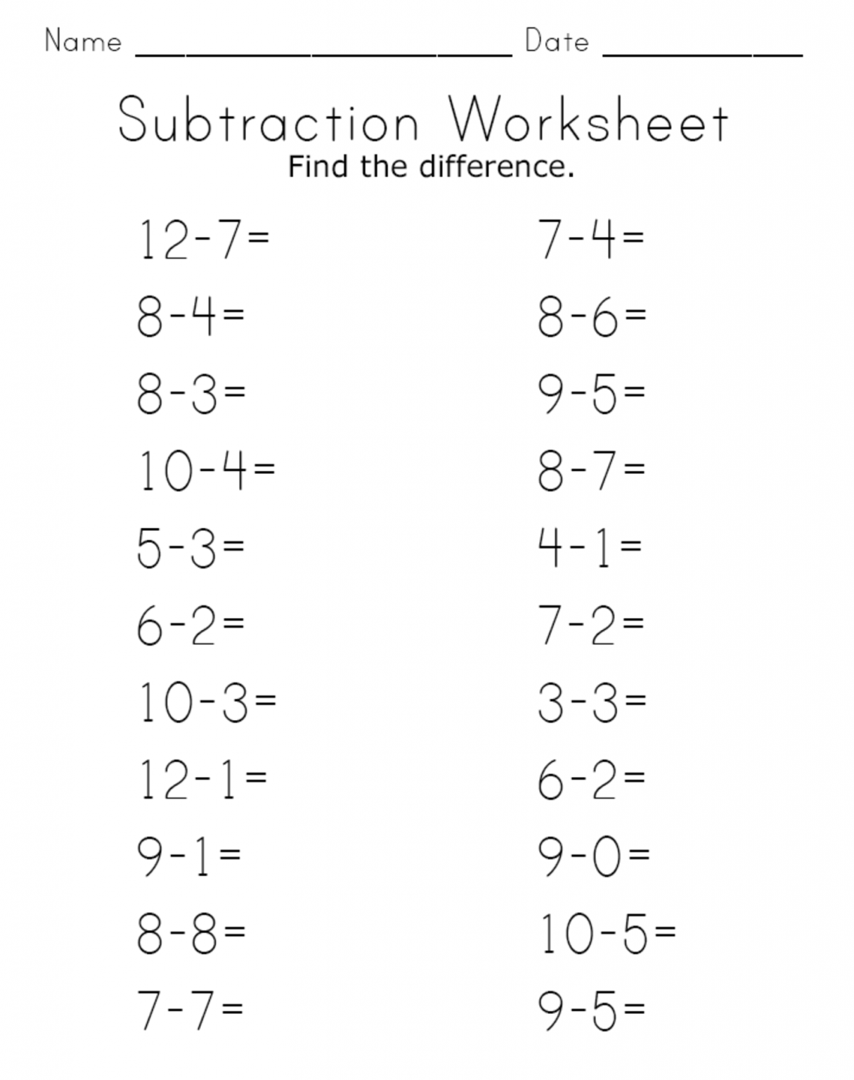 Free Basic Math Worksheets All Skills | Learning Printable Free Basic ...