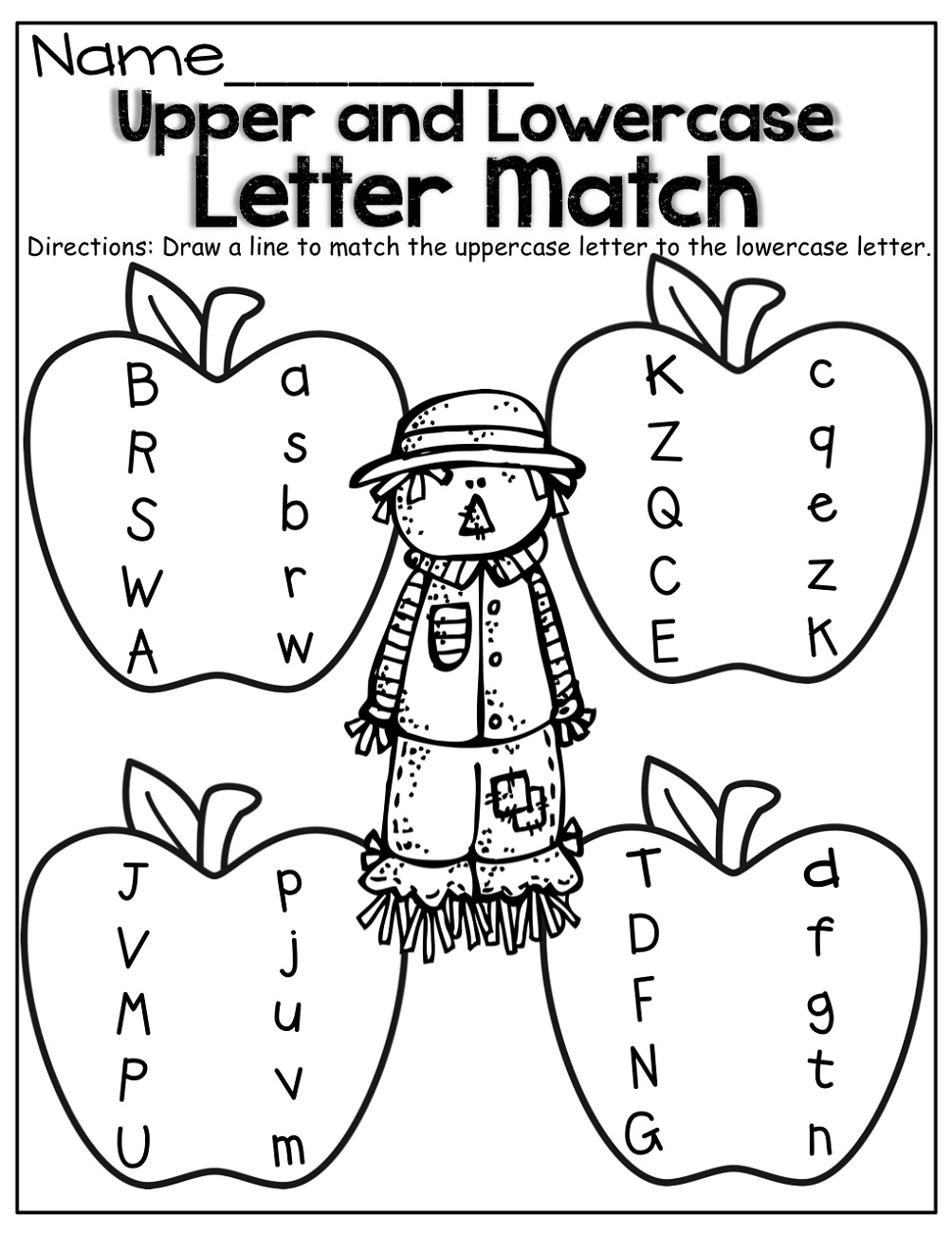 match lower case alphabet worksheets