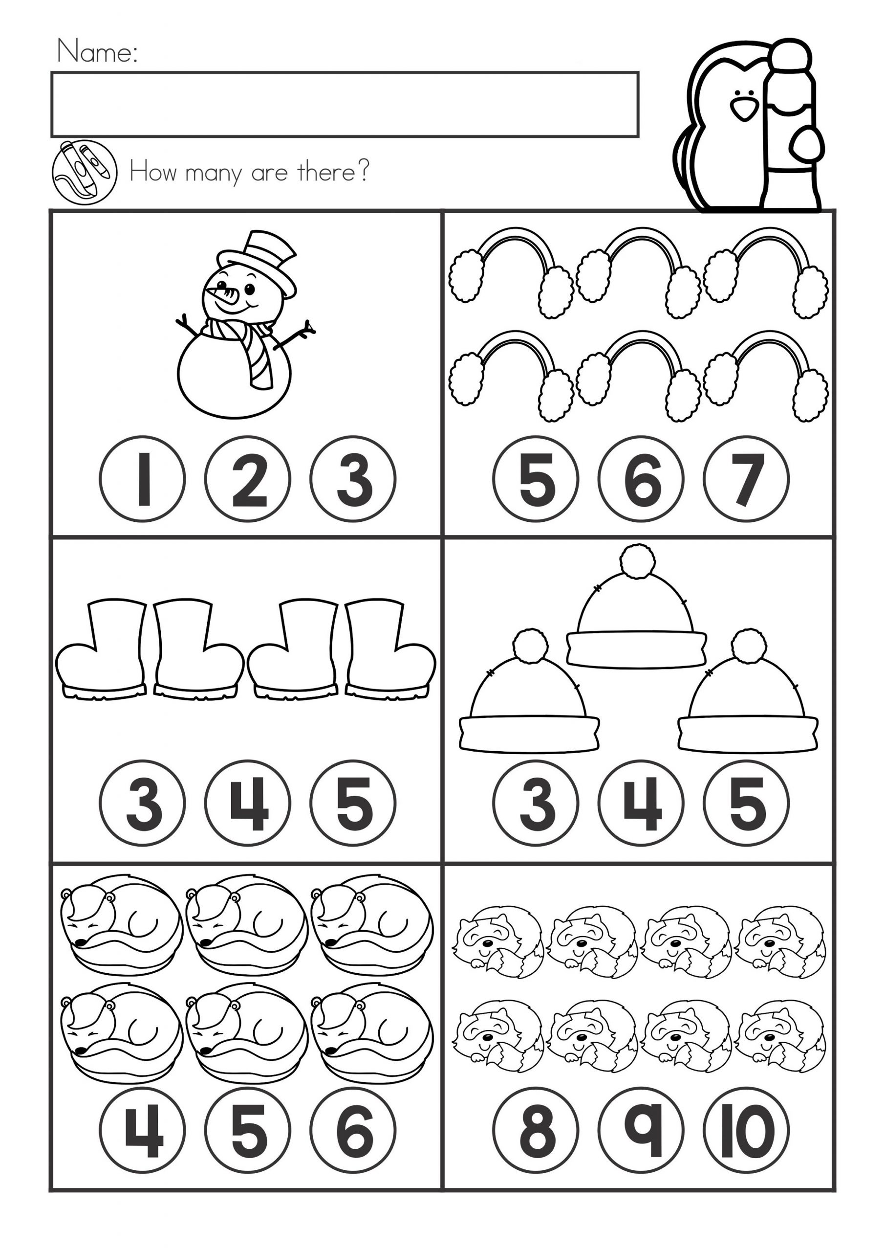 winter maths for preps free worksheets