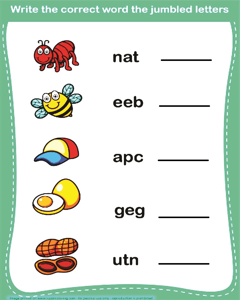 word scramble puzzle for kids
