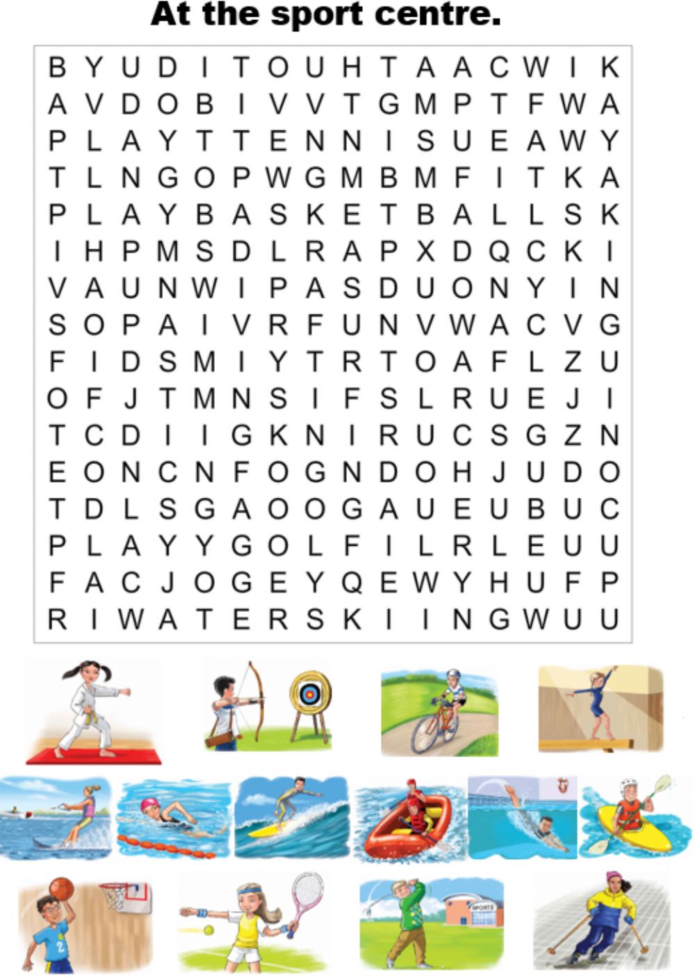 word search sports activity