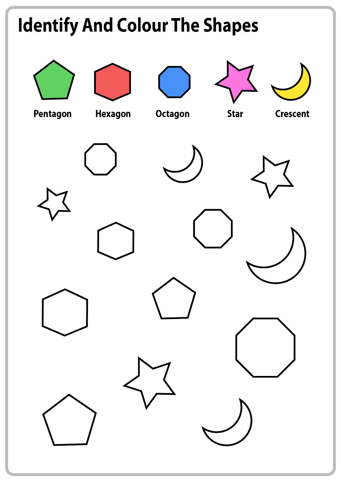 color shapes worksheets for kids
