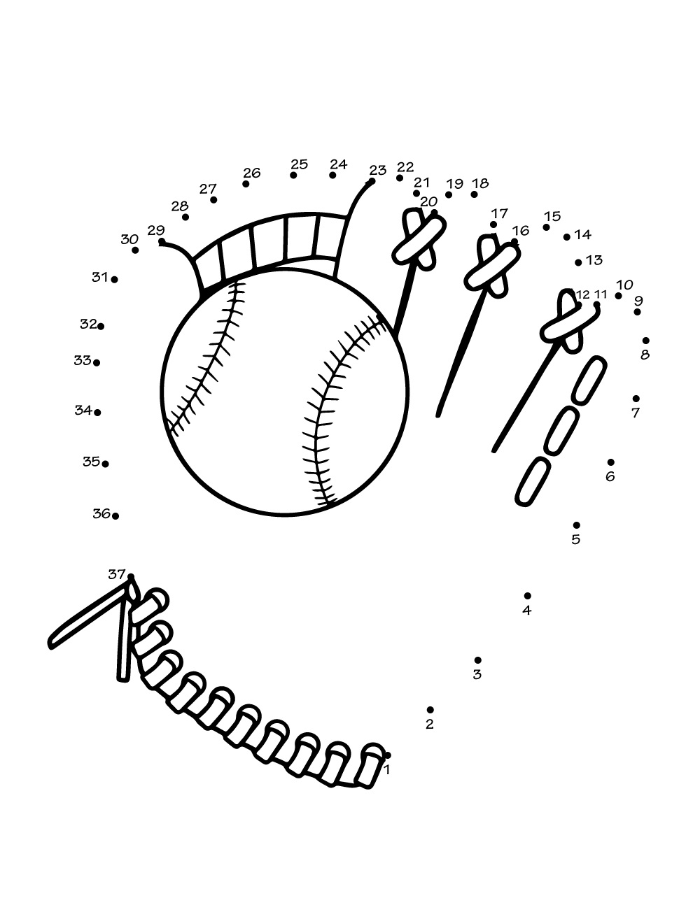 dot to dot baseball activities for kids