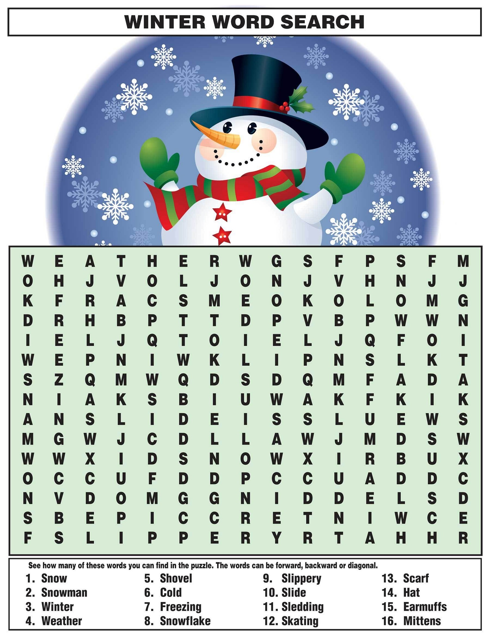 jumbo word search printable puzzles winter