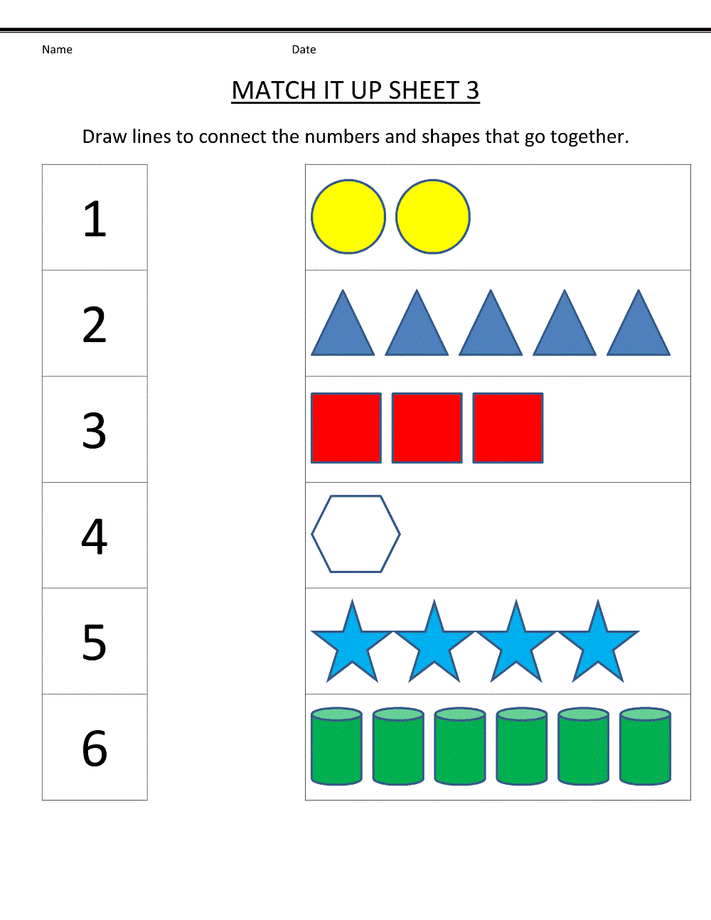 matching numbers and shapes