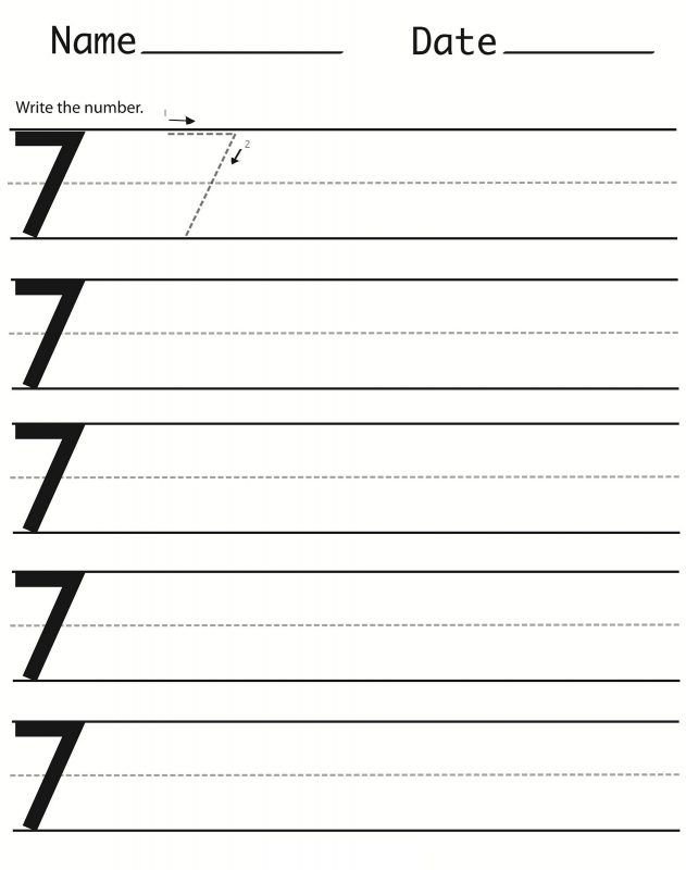 Number 7 Worksheets for Preschoolers and Kindergarten | Learning ...