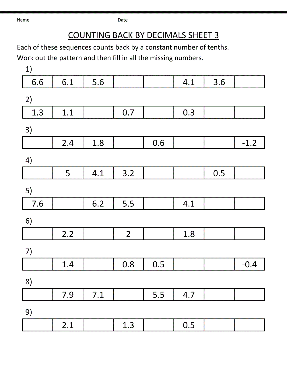 printable fun decimal worksheets
