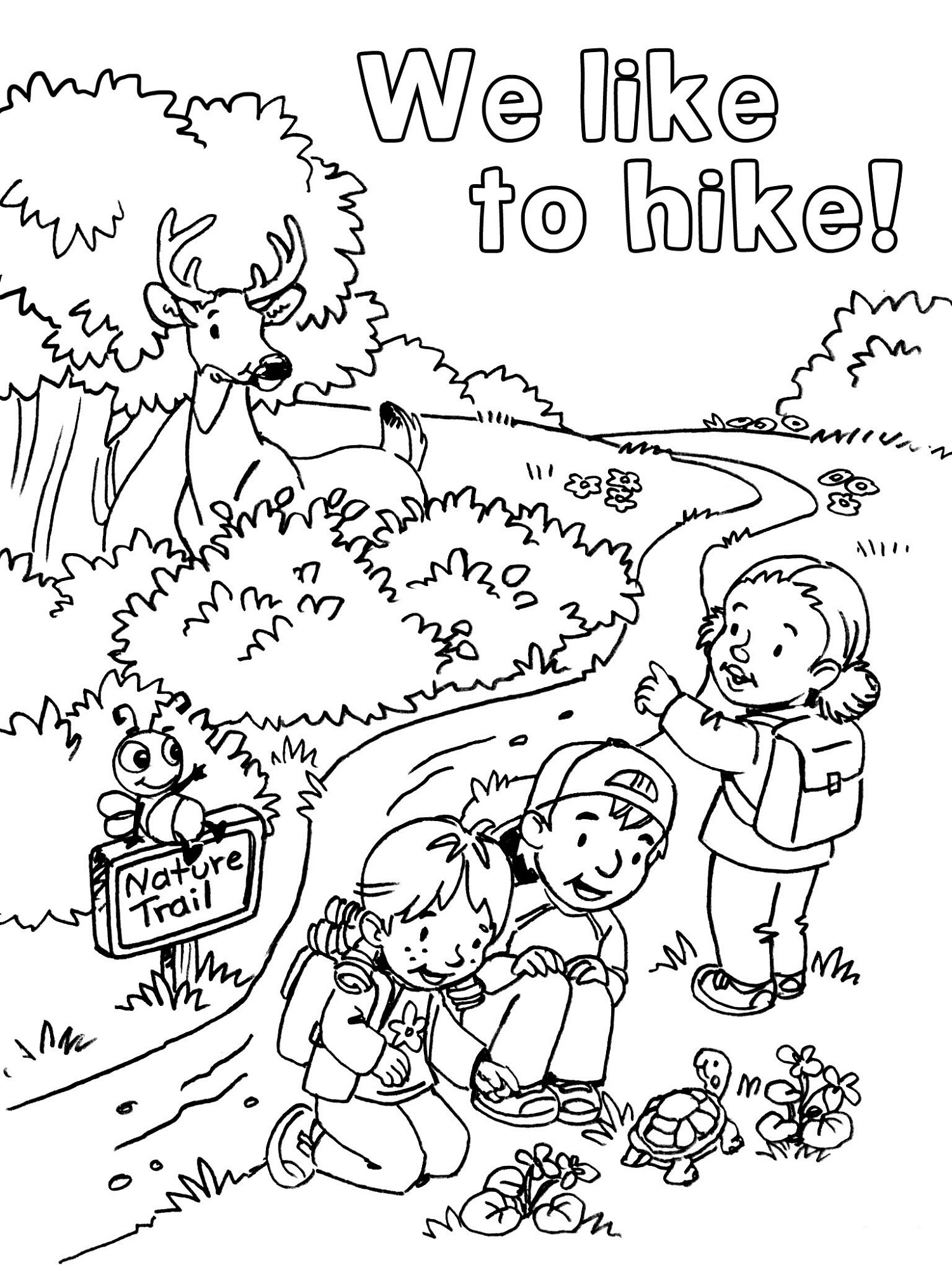 Hiking Free Printable Summer Coloring Pages
