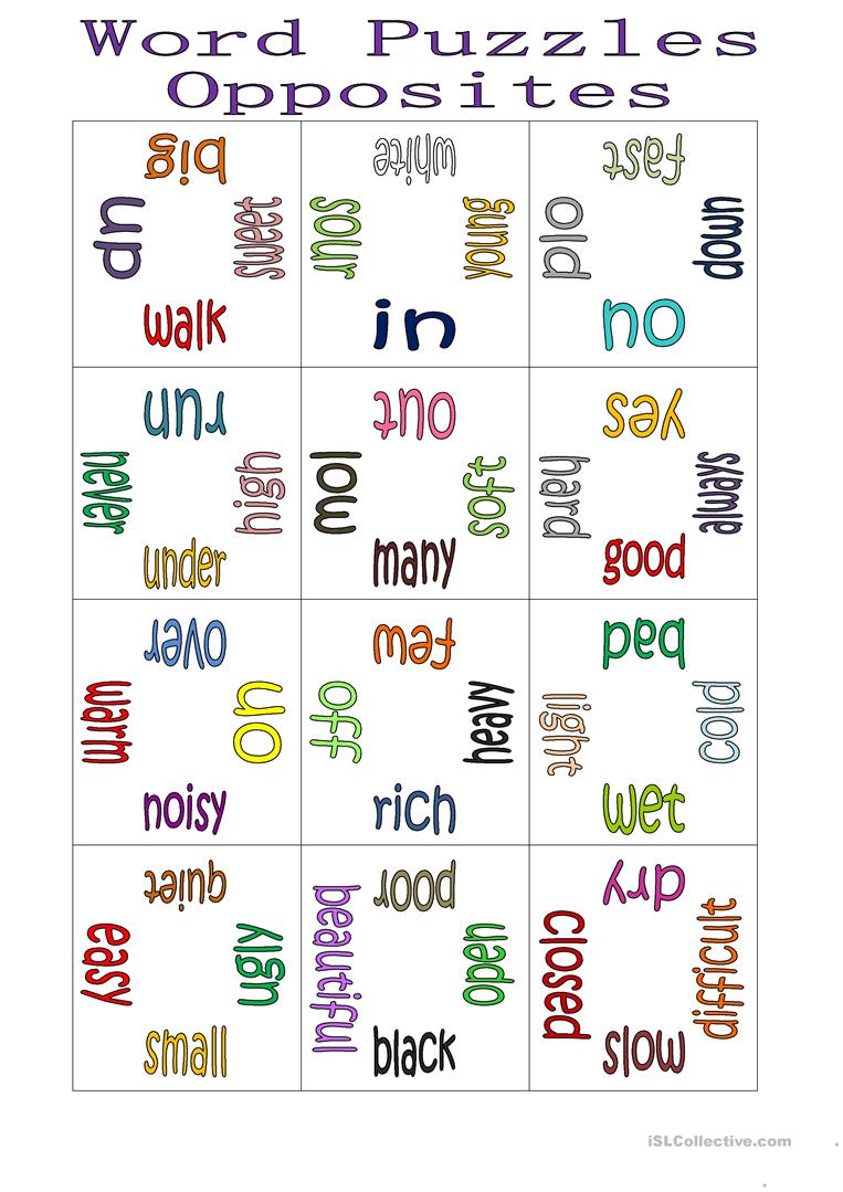 opposite word games worksheets