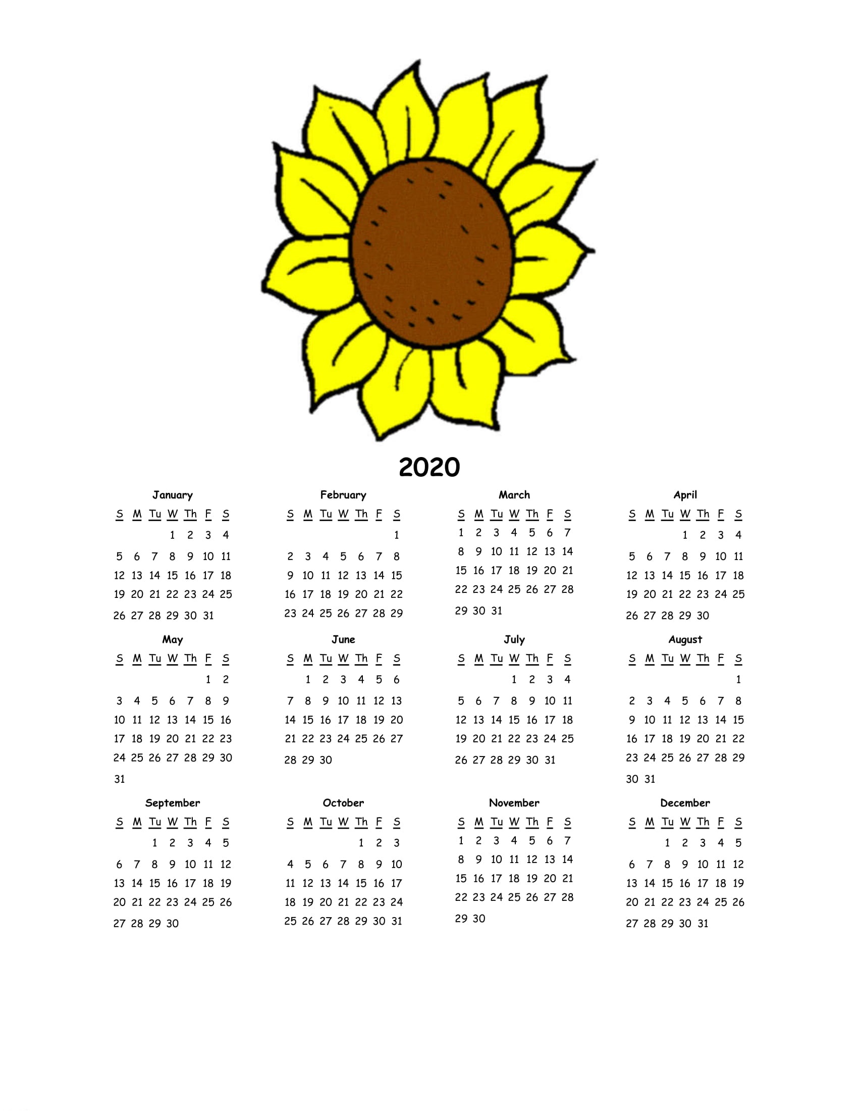flower dltk kids calendar 2020