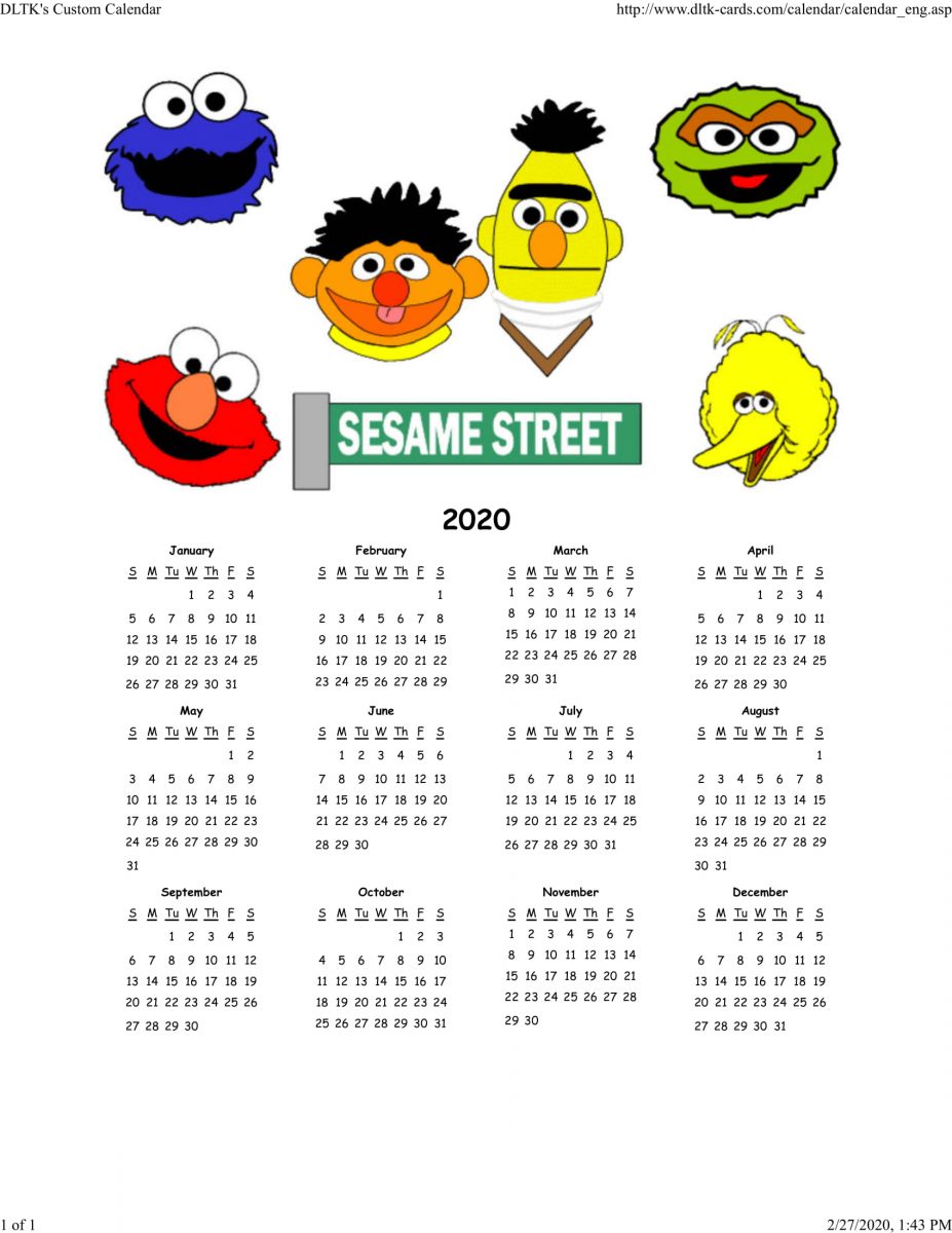 Dltk Kids Calendar 2020 | Learning Printable Dltk Kids Calendar 2020